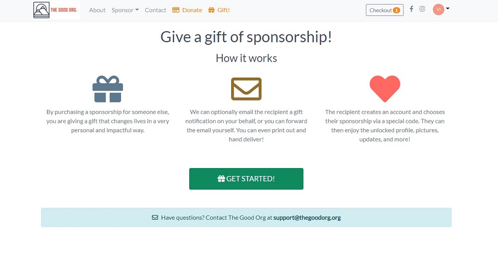 Child sponsorship gifting