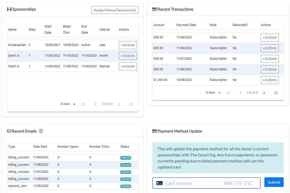 child sponsorship software donor management